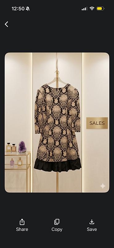 cap isləri: Qadın paltarı – qısa model - Rəng: qara üzərində bej naxışlı print - — 1