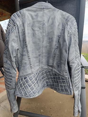 ps sakoi snizenje: Leatherland kožna moto jakna – siva, “washed” efekat - Materijal — 2