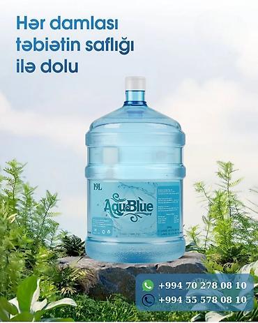 Qida məhsulları: AquaBlue – 19 litrlik içməli sular. 3.50 Azn - Həcmi: 19L, böyük — 3