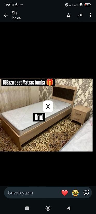 tumuckalar: Tek nəfərlik yataq dəsti – taxta çarpayı + matras + tumbanın hədiyyə — 1