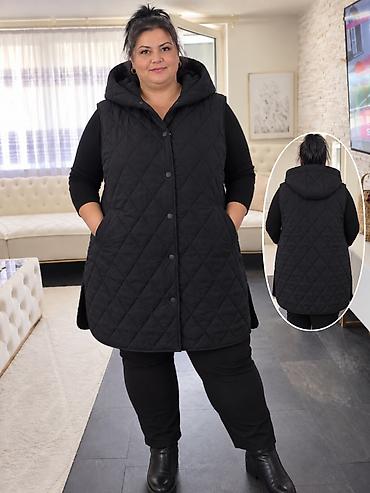 Prsluci: Duga, topla prsluk-jakna za žene (plus size) - Model: dugi puf prsluk — 2