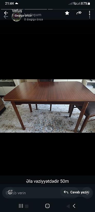 Столы: Ağac teksturasına malik geniş yemək masası. - Material: taxta/MDFlam — 1