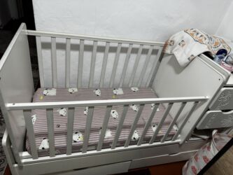 детскую кроватку кроватка к: Манеж-кровать, Б/у, С комодом