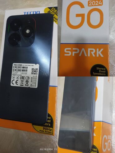 işlənmiş telefon qiymətləri: Tecno Spark Go 2024, 128 GB, rəng - Qara