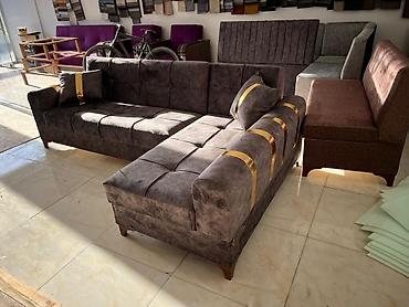 Künc divan dəsti – L formalı - Material: yumşaq, toxumalı parça