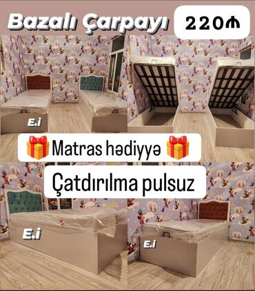 ev ucun mebel: Yeni, Təknəfərlik çarpayı, Bazalı, Matras ilə, Siyirməsiz