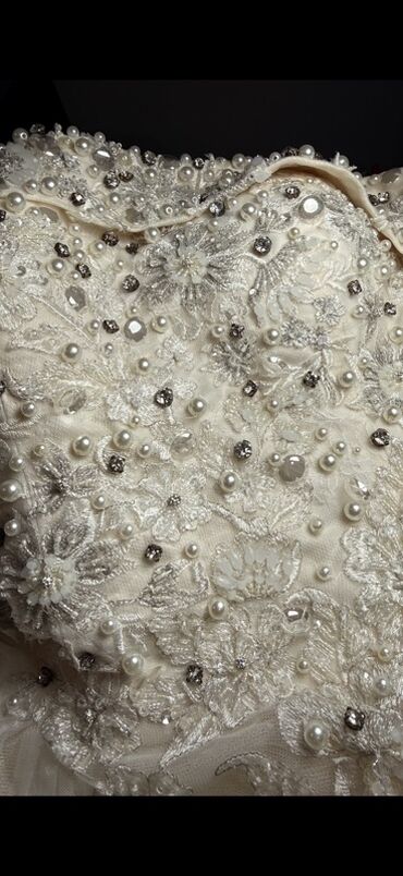 Свадебные платья: Свадебное платье, Со шлейфом, Фатин, Пышное, Жемчуг, Б/у — 6