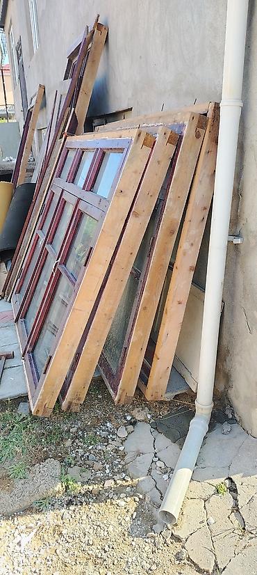 qapi ve pencere: Taxta qapı və pəncərə dəstləri - Material: bərk taxta (rəng: tünd — 2
