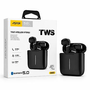 Audio: Kateqoriya: Qulaqlıqlar Brend: Aspor Model: A605 black (TWS, True — 1