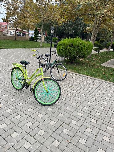 format velosiped: Şəhər kruizer velosipedi – parlaq yaşıl rəngdə Xüsusiyyətlər: - — 2