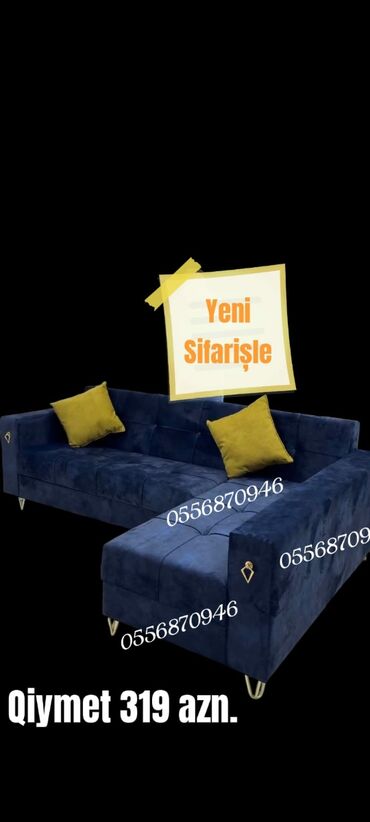 Sifarişlə divan dəstləri: Künc divan dəsti – “Yeni sifarişlə” - Model: künc (L formalı), açılan — 20