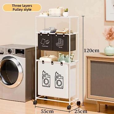 mini sofe: Troslojni organizator za veš sa točkićima - Dimenzije: 120 cm — 2