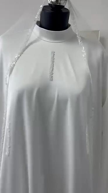 Свадебные платья: Белое свадебное платье-абайя с накидкой - Цвет: чистый белый - — 4