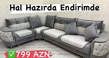 divan temizleme: Künc divan – boz və açıq boz tonlarda, modern klassik dizayn. - — 1