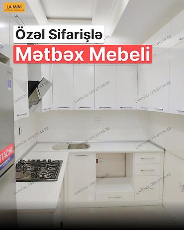 su sifarisi: Özəl sifarişlə mətbəx mebeli - Dizayn: Minimalist və zərif ağ rəngli — 1