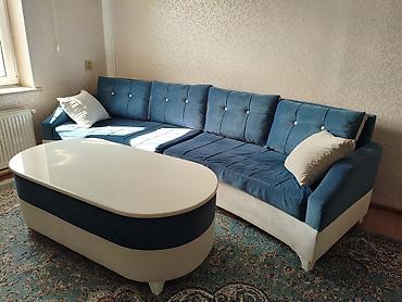 Divan və masa dəstləri: Künc divan və jurnal masası dəsti - Stil: müasir, yumru xətli dizayn — 1