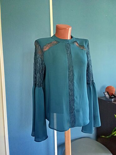 luna zenske kosulje: M (EU 38), Polyester, Single-colored, color - Turquoise