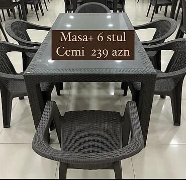 eyvan dolabı: Yeni, Dördbucaq masa, 6 stul, Qatlanan, Stullar ilə, Həsir toxunuşlu, Azərbaycan — 4