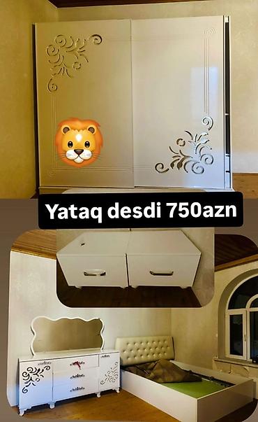 dəmir asılqan: Yataq dəsti – 750 AZN Ağ rəngdə elegant naxışlı dizayn. Komplektə — 1
