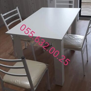 Sifarişlə restoran üçün masa və oturacaq dəstləri: Stullar ilə, Dördbucaq masa, 4 nəfər, Azərbaycan, Zəmanətli, Kredit yoxdur, Ödənişli quraşdırma — 26