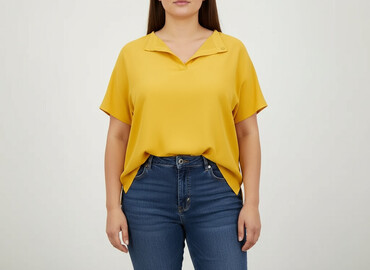 niebieska bluzki z krótkim rękawem: Women's blouse, size 2XL