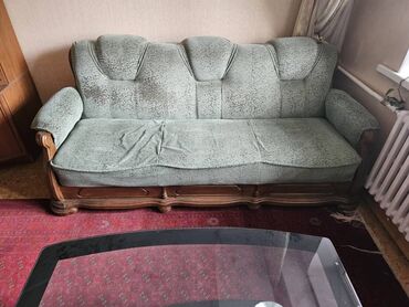 реставрация мебель: Диван-кровать, цвет - Зеленый, Б/у