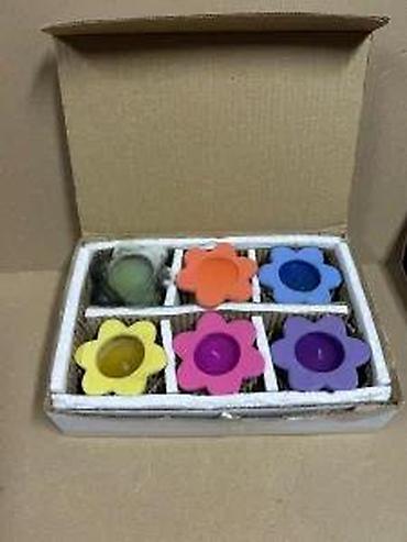 Sveće i svećnjaci: Set od 6 sveća u obliku cveta - Šareni set dekorativnih sveća u — 2