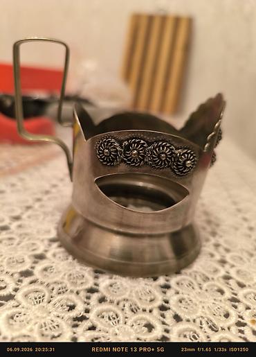 halloween aksesuarları: Metal fincanaltı – stəkan üçün tutacaqlı podstakannik.qədimi stəkan — 2