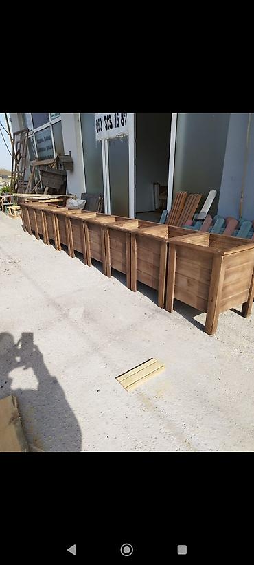 cokə ağacı satılır: Taxta dekorativ güldan/qutu tipli klombalar - Material: təbii ağac — 1