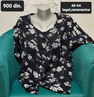 bluze i tunike: 0101 Brand, 4XL (EU 48), Cvetni, bоја - Crna