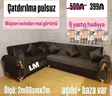 Divan və masa dəstləri: Künc divan, Yeni, Açılan, Bazalı, Parça, Şəhərdaxili pulsuz çatdırılma