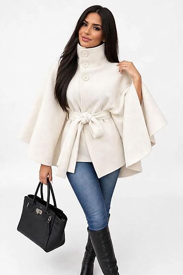 terranova helanke: Ženska elegantna kapa-pončo jakna sa pojasom - Model: kratki — 2