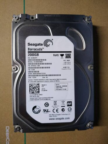жёсткие диски sata: Накопитель, Б/у, Seagate, HDD, 2 ТБ, 3.5", Для ПК