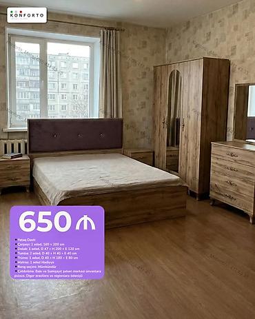 Yataq dəsti – Konforto Mebel Komplektin tərkibi: - Çarpayı: 1 ədəd