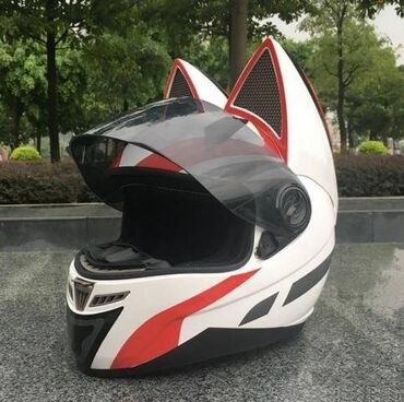 мото комбинезон: Мотоциклетный шлем Orecchiette, шлем с кошачьими ушками, шлем для лица