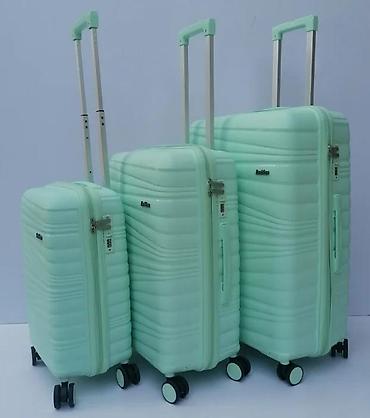 Putni koferi i torbe: Set kofera za putovanje – 3 komada, mint zelena boja - Tvrda školjka — 9