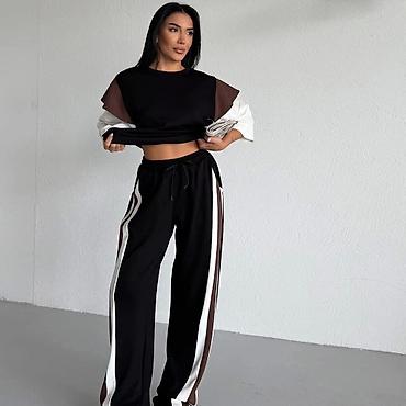 lil solid accessories: Ženski komplet trenerke – bluza i pantalone širokog kroja - — 6