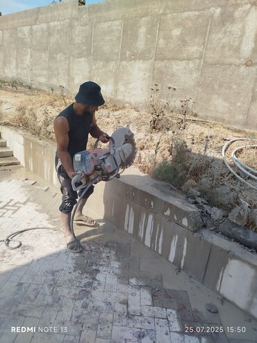 Напольные работы: Səssiz tozsuz səliqəli kəsim. Beton katlavan monolit kubik