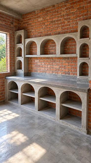 rollar: Kərpic və beton kombinasiya ilə hazırlanmış açıq məkan lavabo — 5