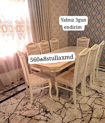 Masa və oturacaq dəstləri: Qonaq otağı üçün, Yeni, Açılmayan, Oval masa, 6 stul -da lalafo.az — 6 Masa və oturacaq dəstləri: Qonaq otağı üçün, Yeni, Açılmayan, Oval masa, 6 stul — 6