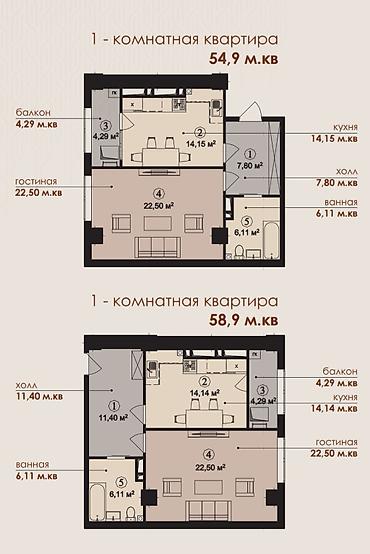 kant flat: 1 комната, 52 м², Кызыл Аскер Элитка, 2 этаж, ПСО (под самоотделку) — 6