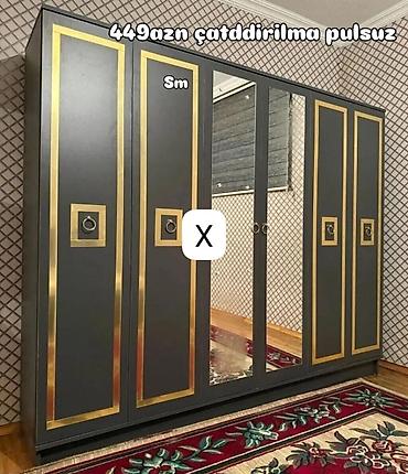 6 qapılı geyim dolabı - Rəng: tünd boz korpus, qızılı dekorativ lalafo.az -da 6 qapılı geyim dolabı - Rəng: tünd boz korpus, qızılı dekorativ