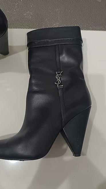 Сапоги: Saint Laurent Paris qadın çəkmələri - Material: hamar qara dəri — 2