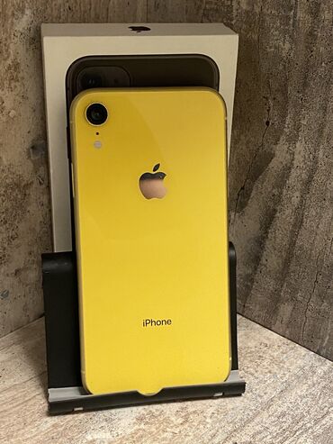 Apple iPhone: IPhone Xr, Скидка 10%, Б/у, 128 ГБ, Желтый, Защитное стекло, Чехол, Кабель, 77 %