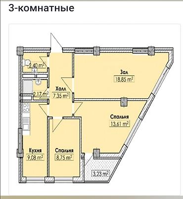 абдурахманова: 3 комнаты, 70 м², Кок-Жар мкр Индивидуалка, 5 этаж, Требуется ремонт — 1