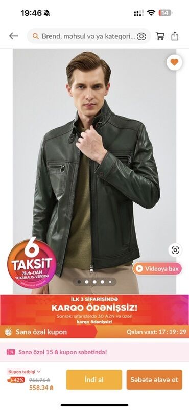 кожаная куртка женская: Məhsul: Kişi dəri gödəkçə - Rəng: tünd yaşıl - Model: qol düyməli