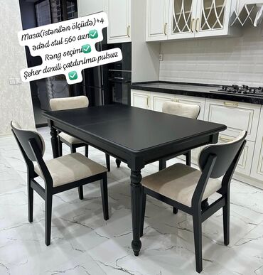 Masa və oturacaq dəstləri: Qonaq otağı üçün, Yeni, Açılmayan, Oval masa, 6 stul — 9