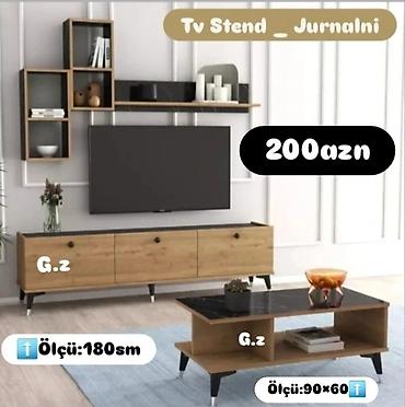 divar ref: TV stend və jurnal masası dəsti - Üst modul: divar rəfi və açıq — 1