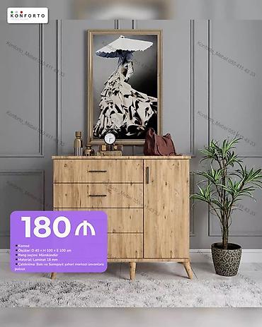 ucuz kamot: Komod – Skandinaviya üslublu, taxta teksturalı - Ölçülər: D 40 × H — 1
