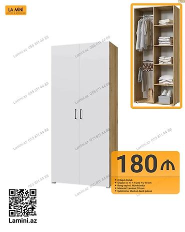 Mebel: 2 qapılı paltar dolabı - Ölçülər: Dərinlik 47 sm x Hündürlük 200 sm x — 1